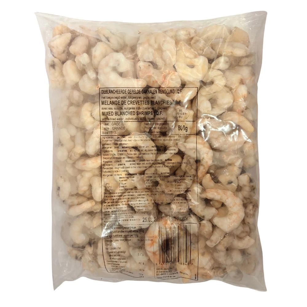 Gepelde rauwe garnalen (PUD) Blanched Mengeling groot