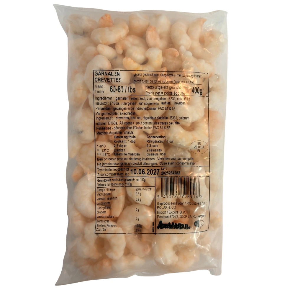 Gepelde rauwe garnalen (PUD) Blanched Roze 60/80