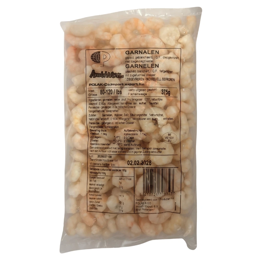 Gepelde rauwe garnalen (PUD) Blanched Roze 80/120